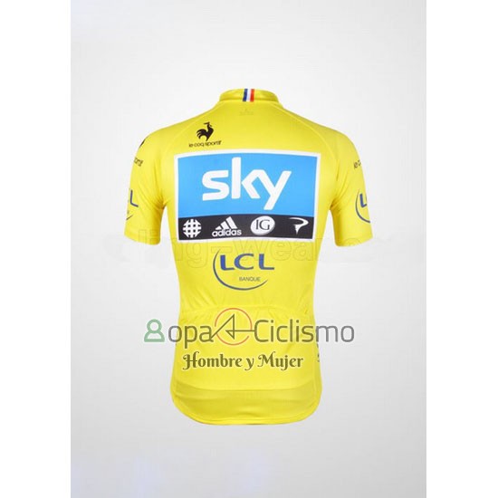 Sky Lider Ropa Ciclismo Culotte Corto 2012 Hombre Mangas Cortas Azur y AMarillo